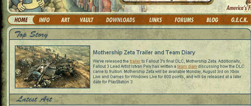 Fallout 3 - Bethesda: "Mothership Zeta" последнее DLC для Fallout 3
